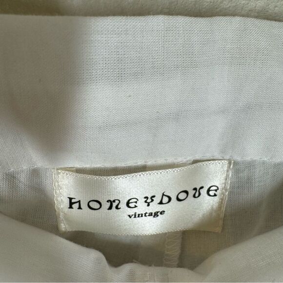 Honeydove Vintage Ruffle Hem White Cotton Drawstring Pants Lightweight Boho OS - Picture 3 of 5